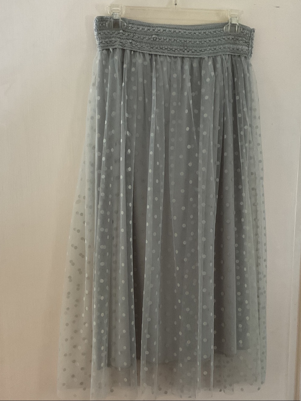 Metro Wear Light Gray Polka Dot Mesh Skirt